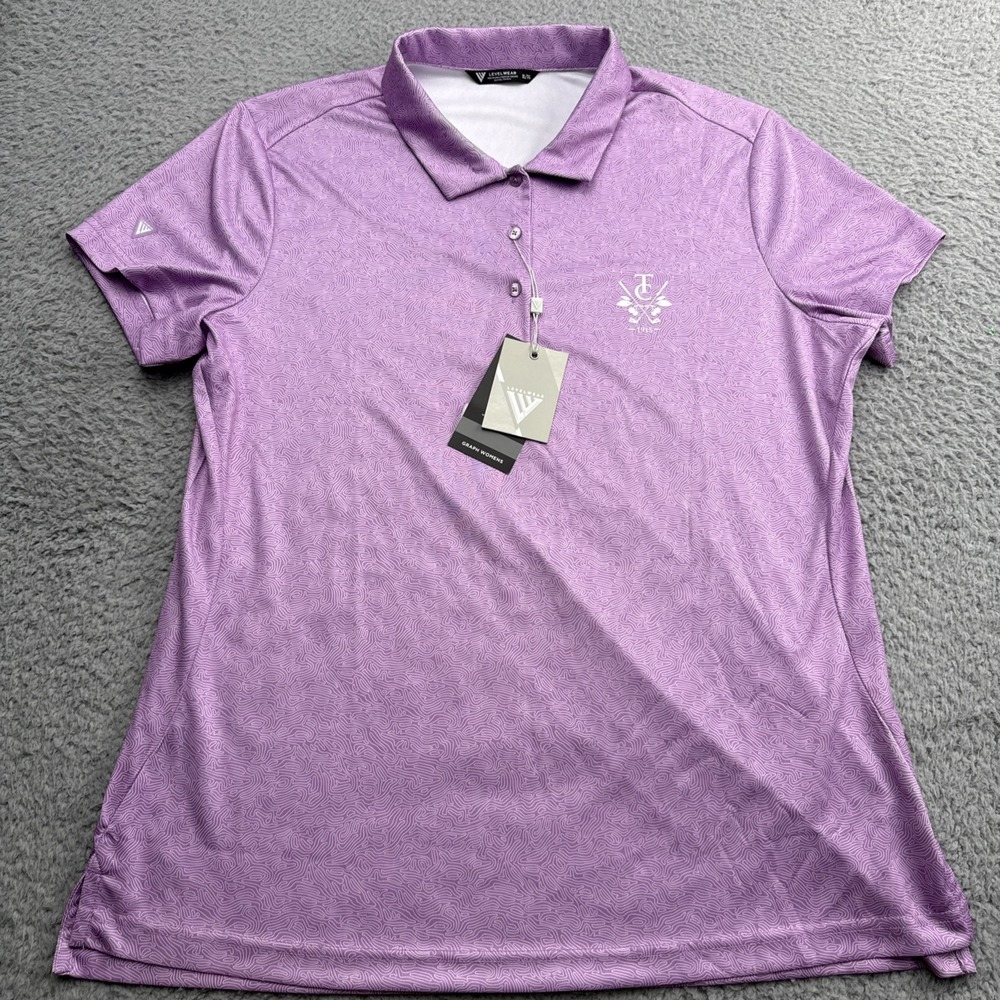 Levelwear Graph Polo Golf Shirt Women XL Purple NEW Sublimation Print S/S